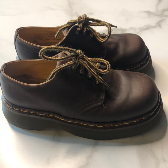 brown doc martens platform